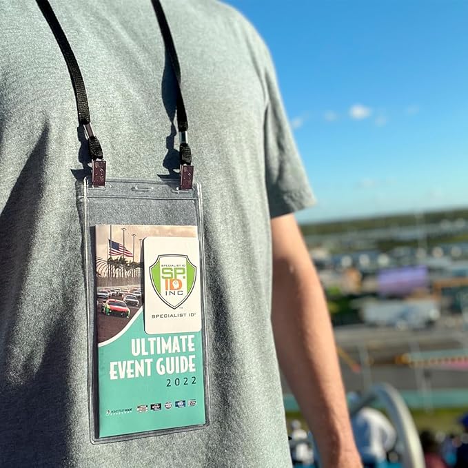 5 Pack - Extra Large 4 x 8 Inch Ticket & Event Credential Badge Holders with No Twist Double Sided Lanyards with Two Bulldog Clips, by Specialist ID (Navy Blue/Dark Blue)