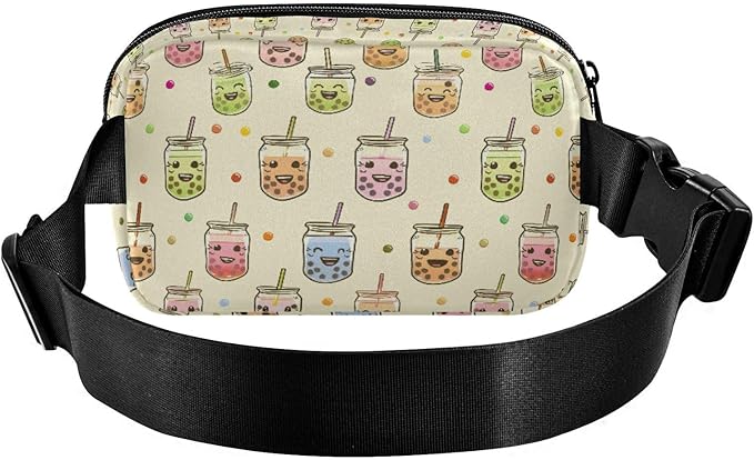 Kawaii Bubble Tea Fanny Pack for Women Men Water Resistant Fashion Waist Packs with Adjustable Strap Belt Bag for Travel Workout Jogging Hiking 21219021