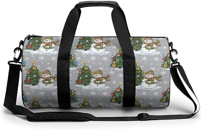 Unisex Foldable Gym Bag Christmas Tree Snowman Lightweight Travel Sports Bag Workout Yoga Dance Bags Overnight Weekender Bags