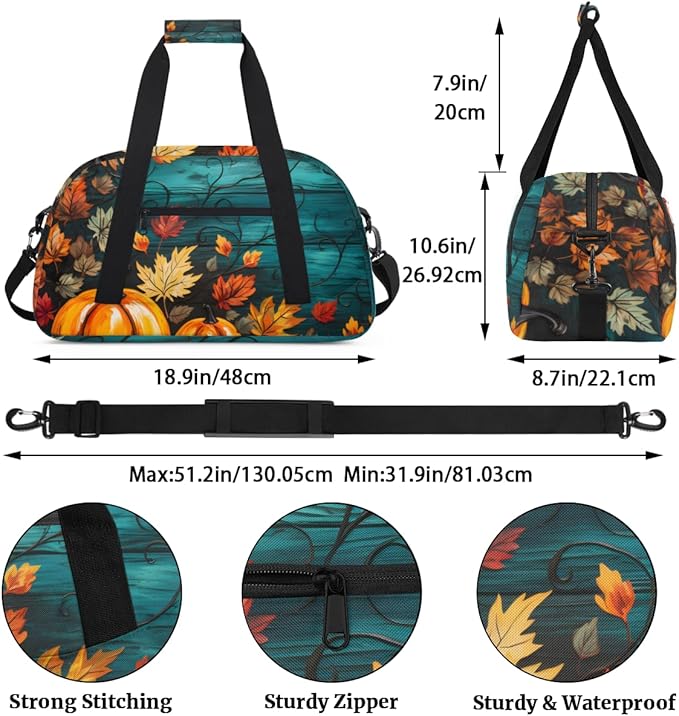 Autumn Pumpkin Kids-Duffel-Bags Gymnastics Dance Bag Carry-On Overnight Travel Gym Lightweight Dance Sports Bags For Girls Boys Kids，