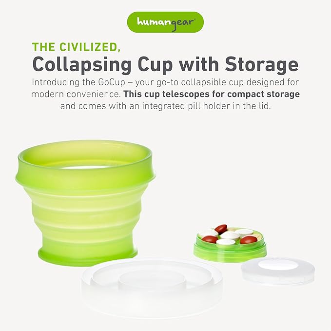 humangear GoCup | Compact Storage | On the Go Cup | BPA-free, PC-free, Phthalate-Free, Large (8 fl.oz/237ml), Green