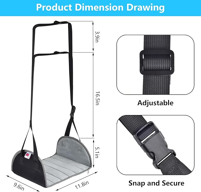 2-in-1 Foot Hammock with Premium Memory Foam – Travel Leg Rest for Long Flights | Portable Airplane & Desk Footrest