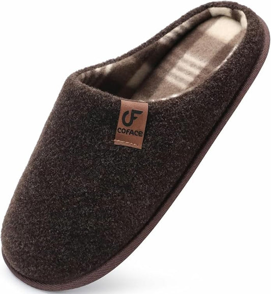 COFACE Unisex Mens Womens Cozy Memory Foam Scuff Slippers Casual Slip On Warm House Shoes Indoor/Outdoor Felt Sandal Slippers Size 4-15
