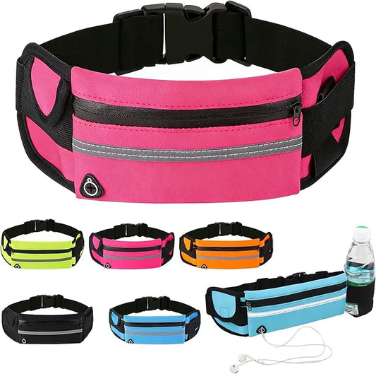 Anti-Theft Invisible Waist Bag, Travel Belt Money Waist Pack, Outdoor Sports Waist Bag with Water Bottle Strap (Pink)