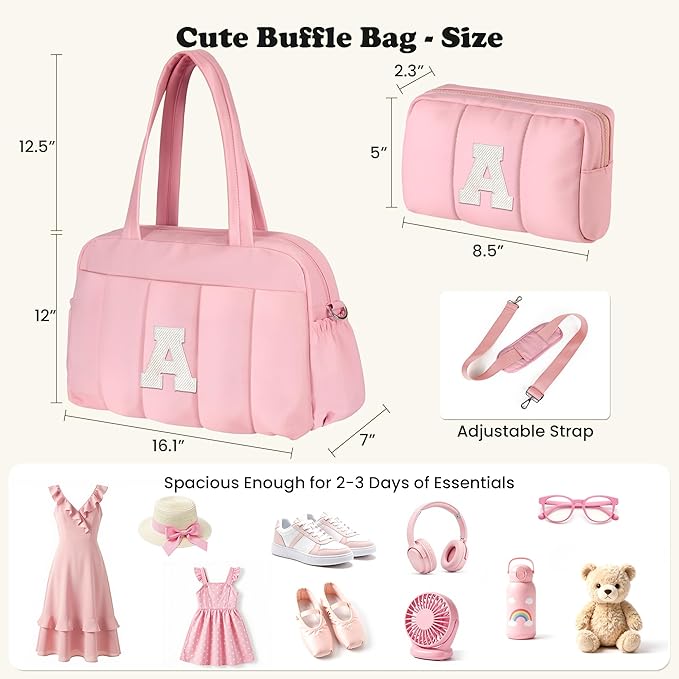 Gift for Kids, Dance Bag for Girls, Weekender Bags for Women，Initial Overnight Bag with Wet Pocket，Personalized Gifts for Women Gym Tote with Makeup Pouch-11 Year Old Girl Birthday Gifts