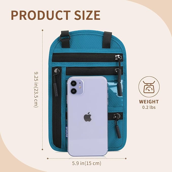 Passport Holder for Travel, RFID Travel Pouch Neck Wallet, Waterproof Passport Wallet for Women and Men, Lake Blue