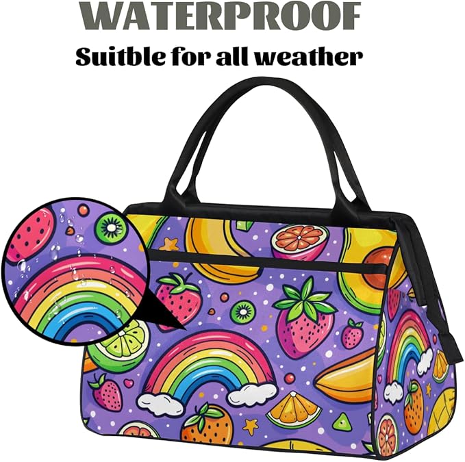 Rainbow Fruit Overnight Weekender Bag for Women Men Travel Duffel Bags Waterproof Luggage Carry on Sports Yoga Gym Bag