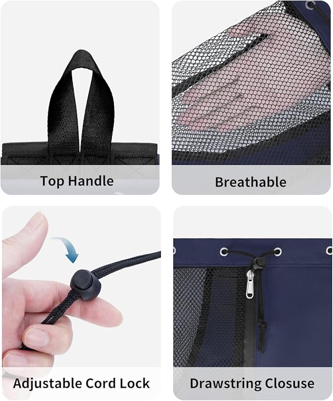 WANDF Swim Bag Mesh Drawstring Backpack with Wet Pocket for Swimming, Gym, and Workout Gear