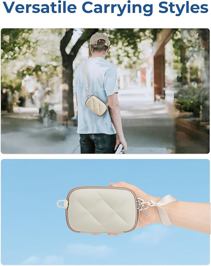 BAGSMART Digital Camera Case, Protective & Lightweight Camera Case with 2 Carrying Ways, Waterproof & Shockproof Small Camera Bag for Canon PowerShot G7X Mark II/III/Sony DSCW800/DSCW830 - Beige