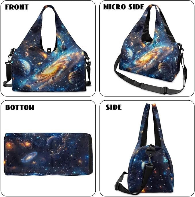 Mens Travel Bag with Shoes Compartment, Duffle Gym Bag with Yoga Mat, Detachable Strap, Sport Totes Ventilated Lightweight Overnight Bag