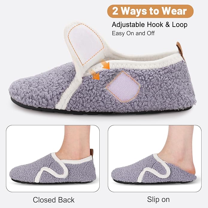 Ultrafun House Slippers for Women Men Slip on Barefoot Slippers Socks Soft Lightweight Rubble Sole House Shoes Indoor/Outdoor