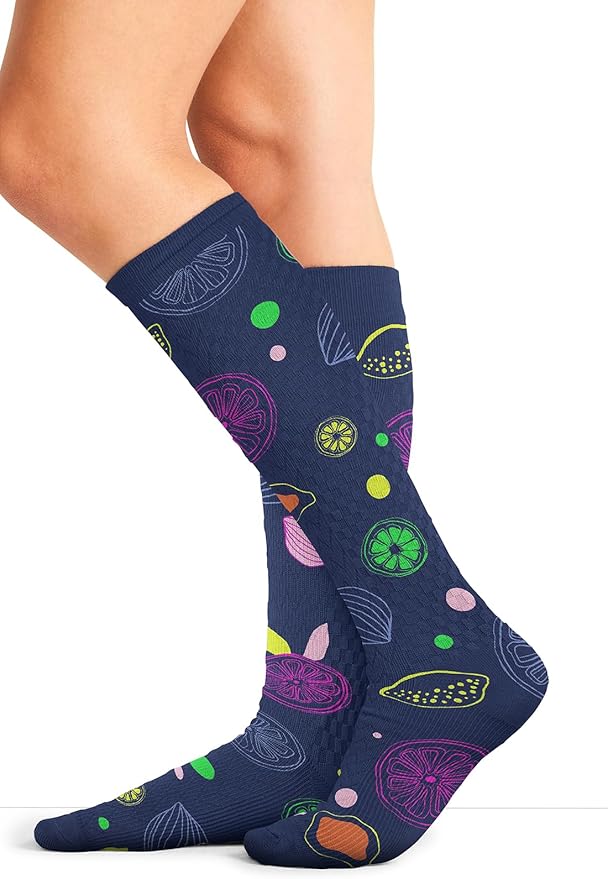 Cherokee Women's 10-15mmHg Compression Socks – Fun Print Knee Highs with Light Support, Soft Feel - PRINTSUPPORT