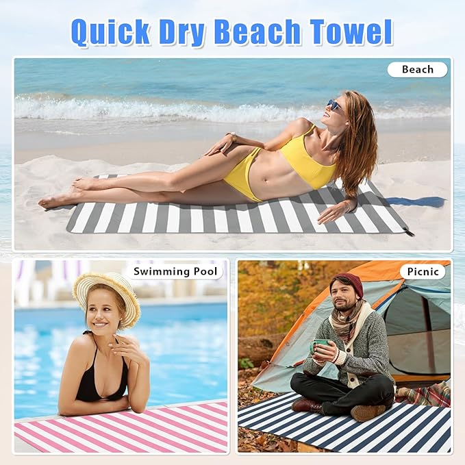 Sfee 2 in 1 Microfiber Oversized Beach Towel, Quick Dry Towel Travel Towel Camping Towel Super Absorbent Compact Lightweight Sports Gym Towels for Beach,Gym, Hiking, Pool, Backpacking, Bath, Yoga