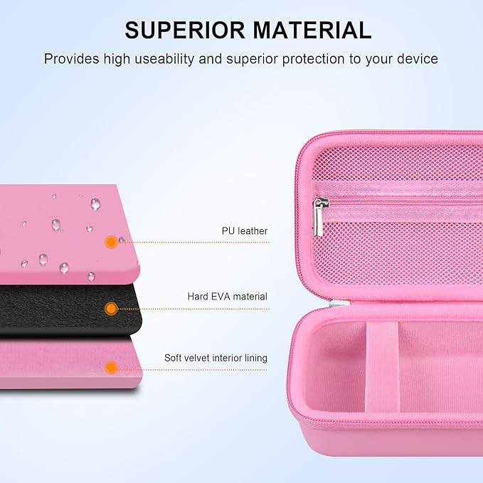 Elonbo Carrying Case for Make It Real Snap N' Glam Hair Styling Set, Girls Hair Styling Tool Storage Bag, Butterfly Gem Travel Organizer, Pocket fits Reusable Bead Clips, Gems Accents, Dark Pink