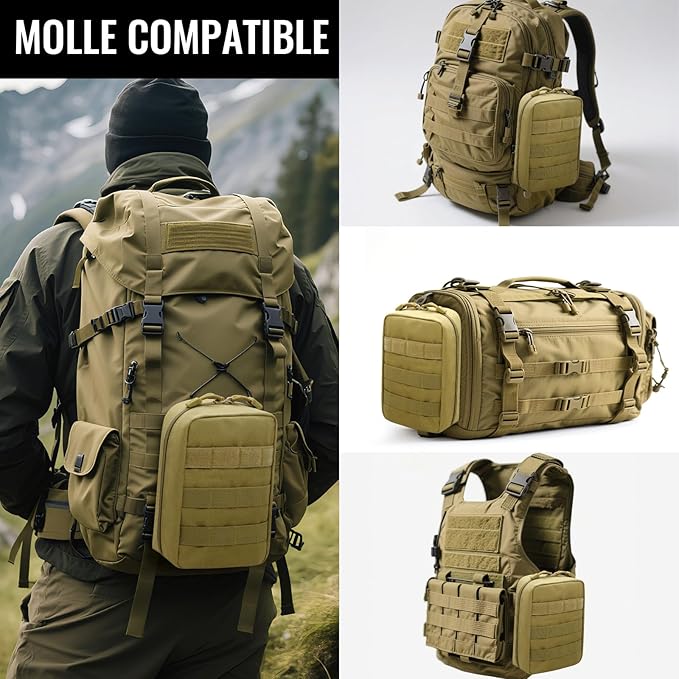Qavctw Tactical Pouch Utility Organizer Molle Pouches EMT Ifak Medical First Aid Kit Utility Pouch with Two Zippers for Outdoor Tactical Survival Bag