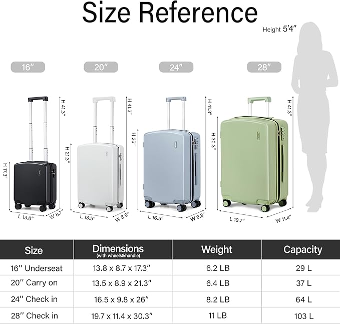 Hanke Hardside Carry-On Luggage 22x14x9 Airline Approved, 20 Inch Hard Shell Suitcases with Spinner Wheels, PC Hardshell Small Rolling Suitcase for Women Men with Tsa Lock(Smoke White)