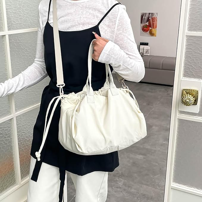 Stylish Crinkled Nylon Handbag with Adjustable Comfortable Strap and Spacious Interior Shoulder Bag for Work or Gym Use Bag