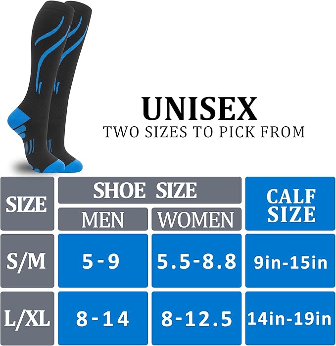 fenglaoda 3 Pairs Compression Socks for Women & Men Knee High Nurse Pregnant Cute Medical Running Travel Athletic