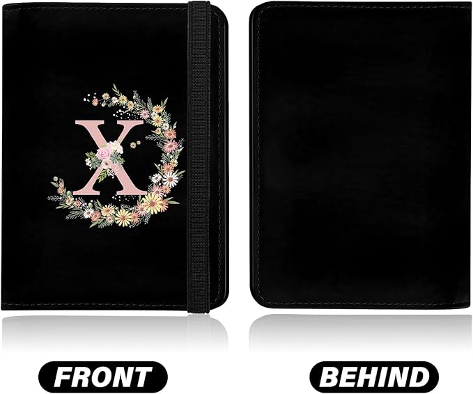 Cute Passport Holder and Holder Combo Passport Cover with RFID Blocking Women Men Compatible Wallet Credit Card Protector (Black-X)