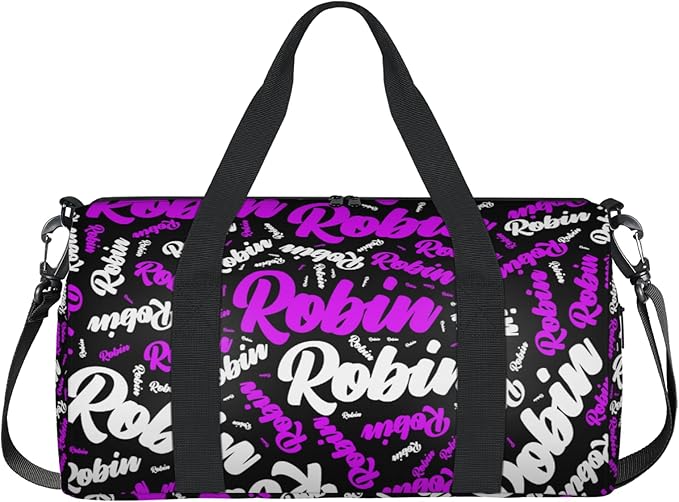 Custom-Dance-Gymnastics-Bag for Girls Personalized Kids Duffle Bag Cheerleader Team Bag for Travel Gym Sport Hot Purple White
