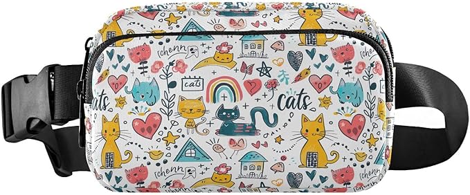 Cute Cat Fanny Pack for Women Men Water Resistant Fashion Waist Packs with Adjustable Strap Belt Bag for Travel Workout Jogging Hiking 21220176