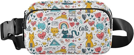Cute Cat Fanny Pack for Women Men Water Resistant Fashion Waist Packs with Adjustable Strap Belt Bag for Travel Workout Jogging Hiking 21220176