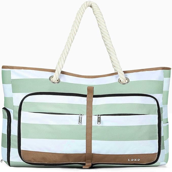 Beach Bag for Women - 35L Large Tote Bag, Waterproof & Sandproof, Zippered Carry On Bag for Pool, Beach & Travel