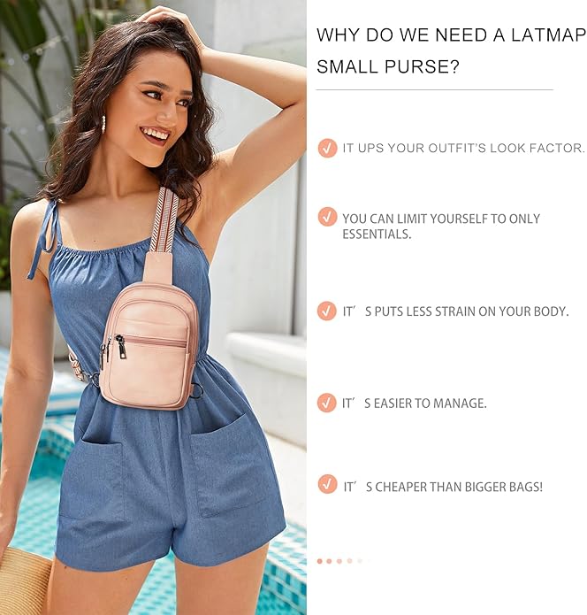 Sling Bag For Women Faux Leather Small Casual Daypack Backpack Fanny Pack Crossbody Chest Bags Purse