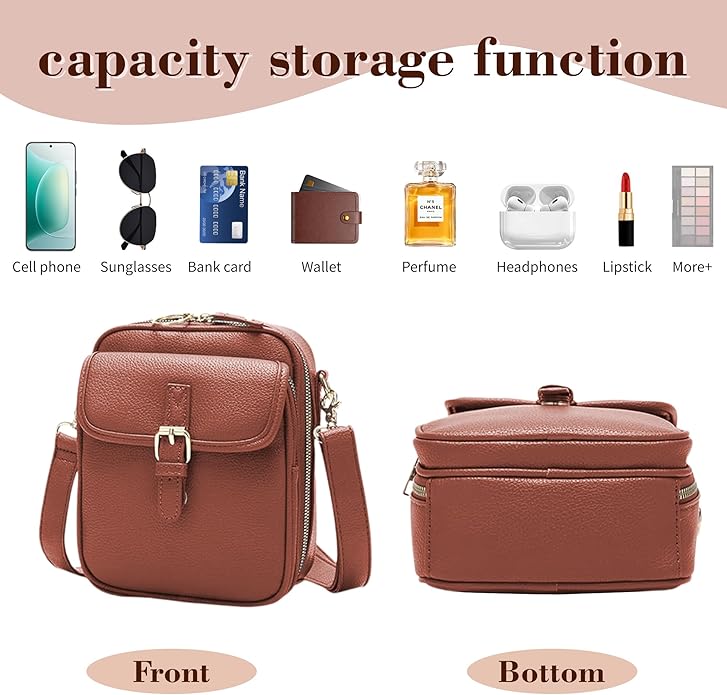 Leather Crossbody Bags for Women Travel Small Crossbody Purse Anti Theft Waterproof Bum Bag with Built in Wallet