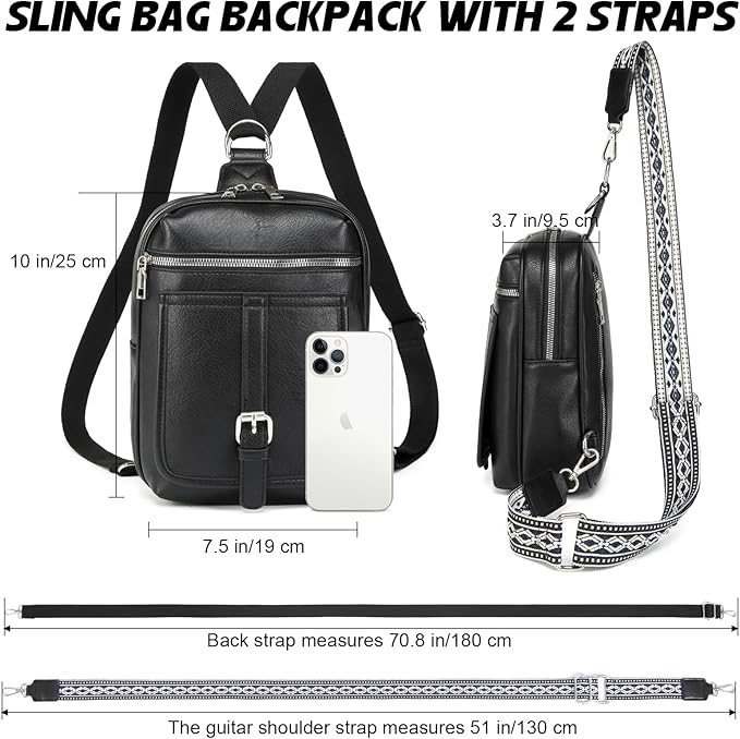 MYHOZEE Small Diaper Bag Crossbody Sling Purse for Women - 2 in 1 Leather Backpack with 2 Straps for Short Trips Work Daily | Mini diaper bag, Instant Wipes pocket, Adjustable Straps, Credit card slot, Moms and dads, Reusable Wipe pouchs