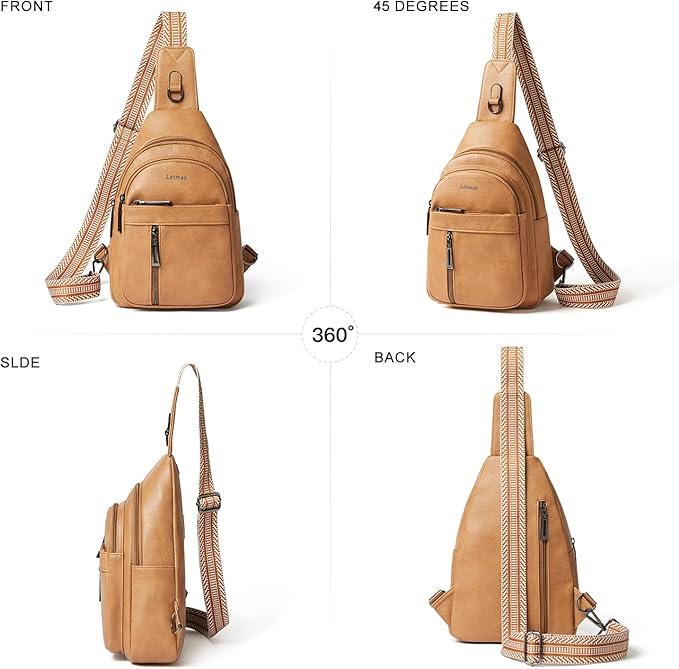 7L Sling Bag For Women Men Backpack Fanny Pack Crossbody Chest Travel Shoulder Belt Bags Purse Handbag PU Leather