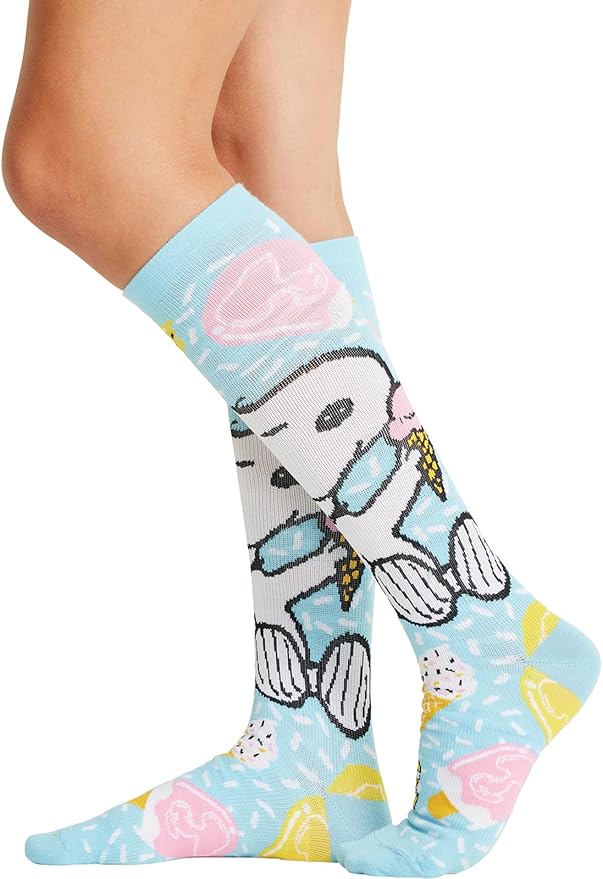 Cherokee Women's 10-15mmHg Compression Socks – Fun Print Knee Highs with Light Support, Soft Feel - PRINTSUPPORT