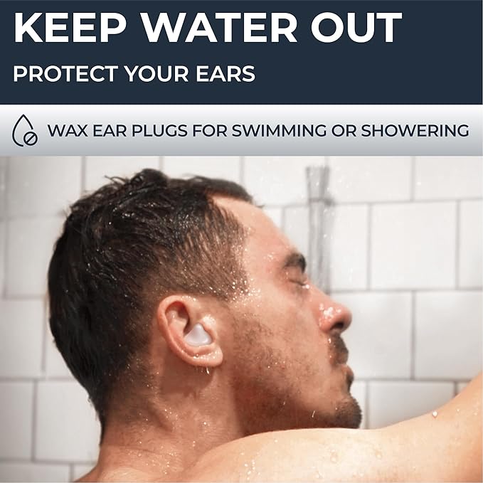 PQ Wax Ear Plugs for Sleep - 6 Silicone Wax Earplugs for Sleeping and Swimming - Gel Ear Plugs for Noise Cancelling, Ear Protection - Sleeping Earplugs with Sound Blocking 32 Db (6-Pillows). White