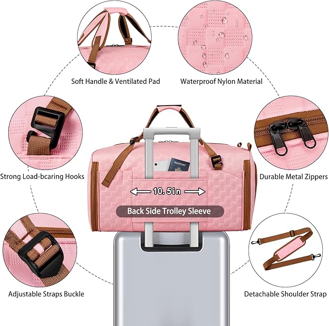 Convertible Garment Bags for Travel - Carry on Garment Duffle Bag with Backpack Straps for Men Women, 4 in 1 Large Travel Duffel Bags with Shoes Compartment Hanging Suit Dress Weekender Bag 3pcs Set