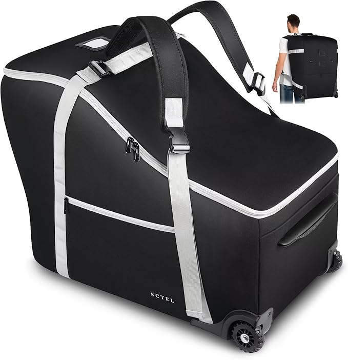 Infant Car Seat Travel Bag Backpack for Airplane, Fits Doona Car Seat Stroller and Base, Padded Carseat Cover for Air Travel, Nuna Pipa Car Seat Travel Bag with Wheels