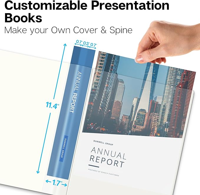 Dunwell 12-Pocket Presentation Binder with Plastic Sleeves (24 Viewable Pages), 8.5x11 Portfolio Folder, Top-Loading Sheet Protectors, Customizable Cover, Organizer for Photos, Recipes (Ivory)