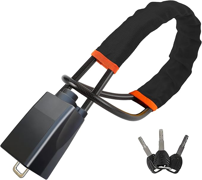 Universal Car Steering Wheel Lock and Seatbelt Lock, O-MKAC Double-Layer Anti-Theft Device with 3 Keys, Fits Most Cars, SUVs, Vans, Trucks, 17 Inch Adjustable, Lightweight & Portable (Black)