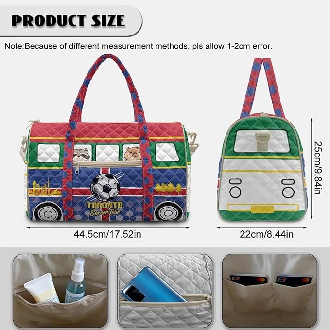 COEQINE Quilted Duffle Bag Men Large Capacity Toronto Van Car Quilted Tote Bag Large Car Travel Bag with Trolley Sleeve