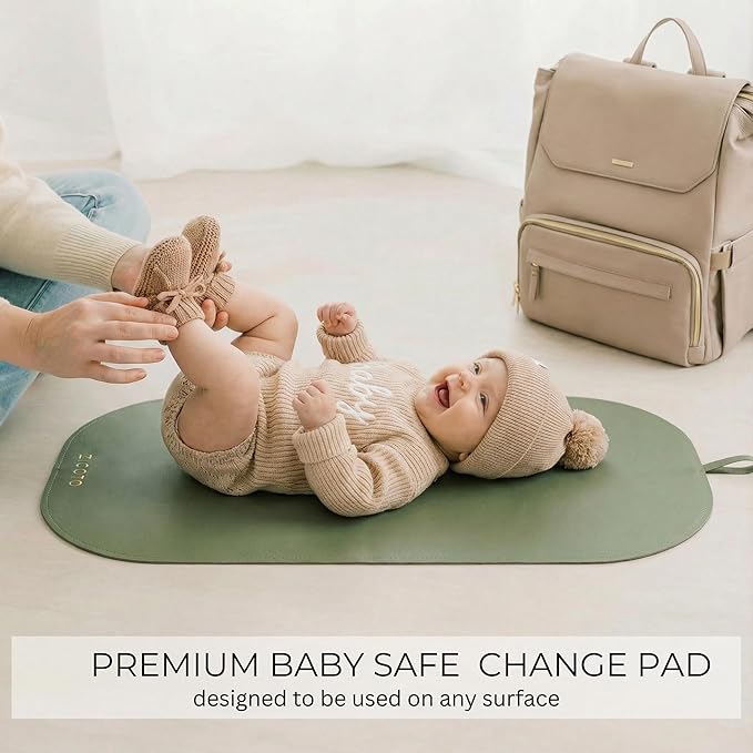 Beautiful Baby Diaper Changing Mat Made of Vegan Leather - Soft and Easy to Wipe Changing Pad for Travel or at Home Use - Lightweight and Foldable Mat That Perfectly Fits Into Any Diaper Bag