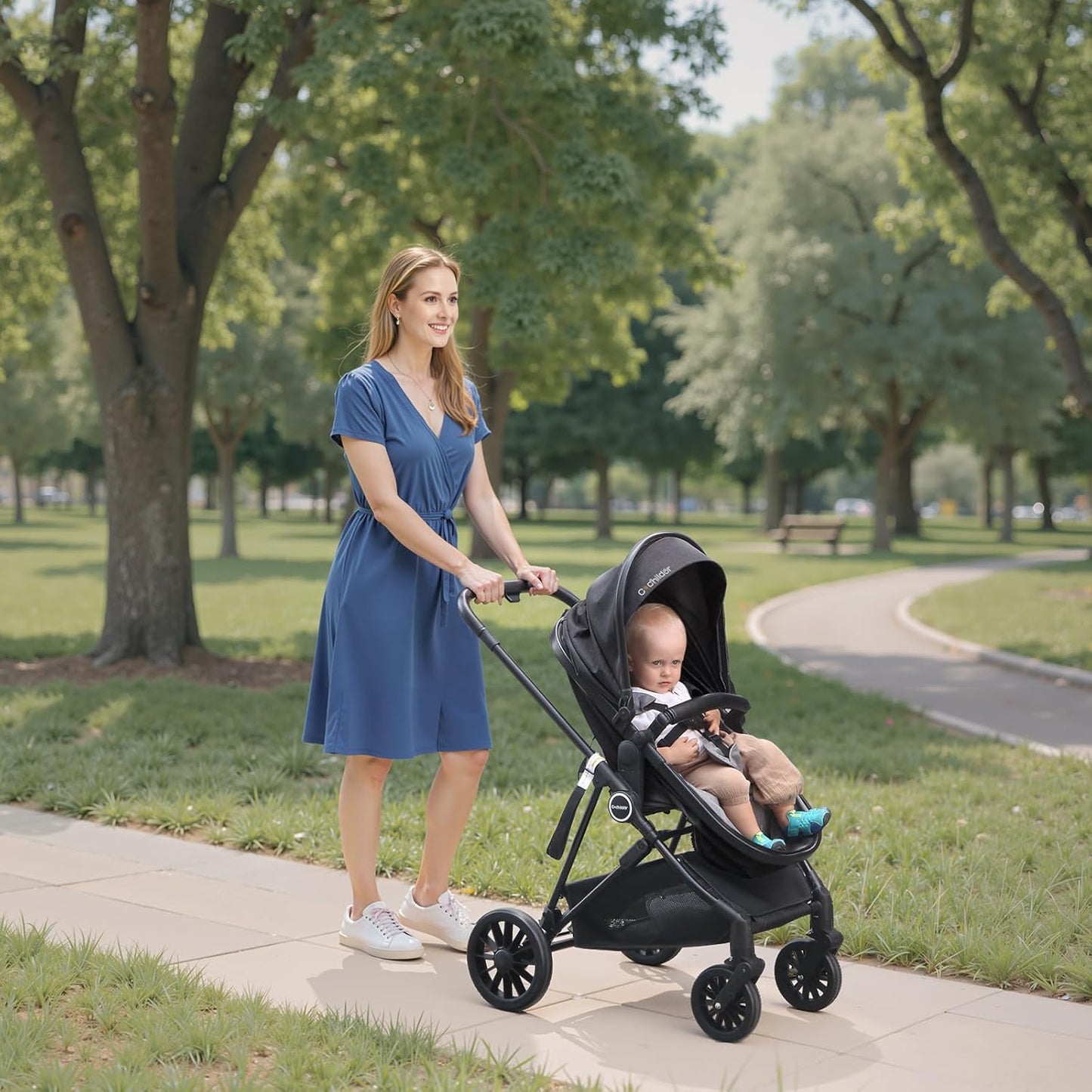 Lite 2.0 Baby Stroller with Newborn Mode, 2-in-1 Foldable Infant Stroller with Reversible Seat and UPF 50+ Canopy