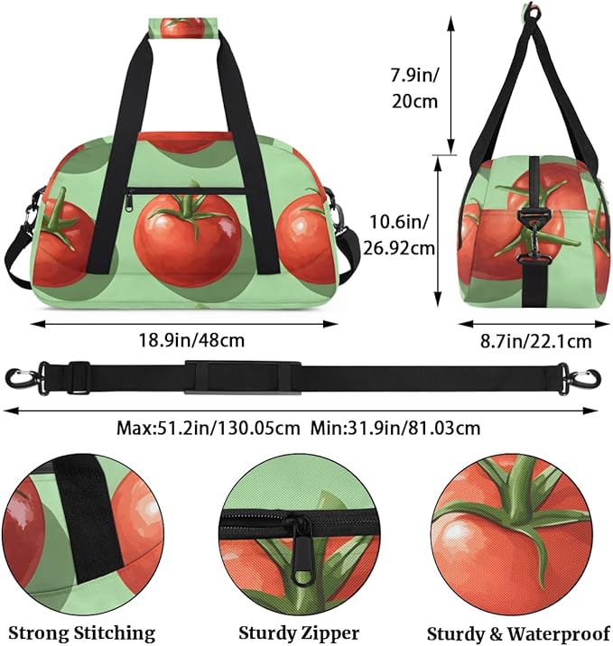 Red And Green Tomatoes Kids-Duffel-Bags Gymnastics Dance Bag Carry-On Overnight Travel Gym Lightweight Dance Sports Bags For Girls Boys Kids，