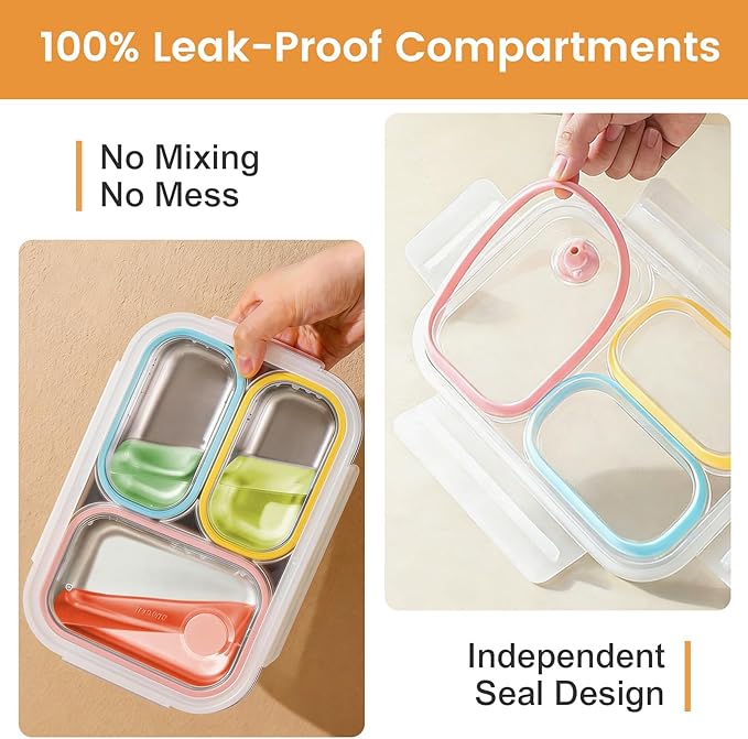 Premium 25oz SUS316L Stainless Steel Lunch Box Bento Box - Reusable Metal Snack Containers with Lids for Kids & Adults - Daycare/School/Work/Travel - Superior Corrosion-resistant (Dopamine)
