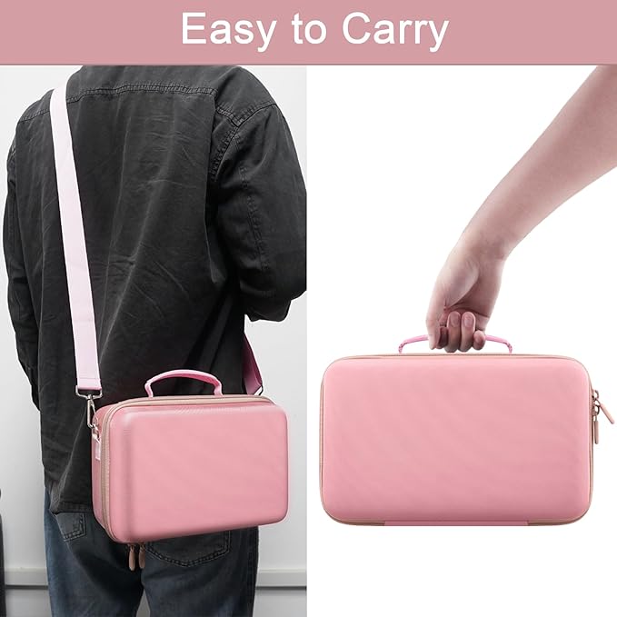 Camera Case Compatible with Canon EOS Rebel T7 / T100 / R50 / R100 / R5 / R6 Mark II / 90D DSLR Camera with 18-55mm Lens,Sony,Nikon DSLR Camera Protective Case with Shoulder Strap (Pink Case)