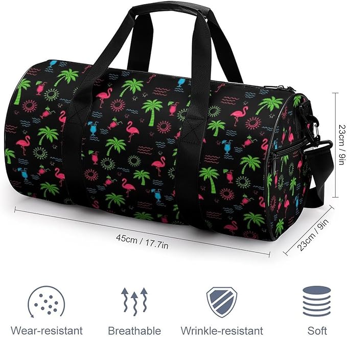 Large Capacity Carry On Weekender Overnight Bag Neon Flamingo Beach Swim Bags Men Women Duffle Bag for Travel, Sports