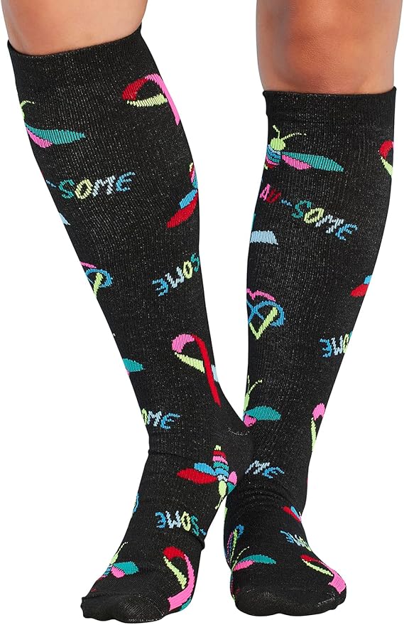 Cherokee Women's 10-15mmHg Compression Socks – Fun Print Knee Highs with Light Support, Soft Feel - PRINTSUPPORT