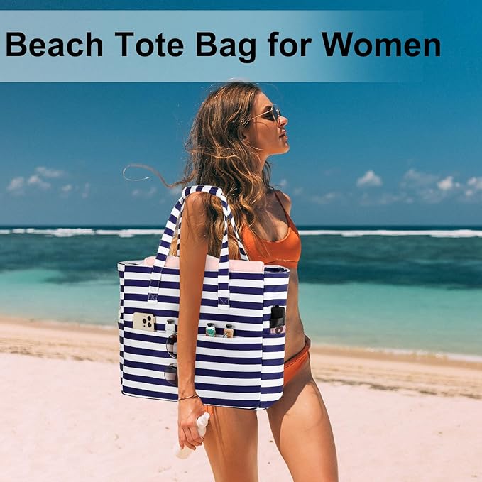 LEDAOU Beach Bag Waterproof Sandproof Women Beach Tote Pool Bag with Zipper for Swim Gym Grocery Travel with Wet Pocket | Sandproof, with Zipper, for Gym, Grocery, Travel, with Wet Pocket