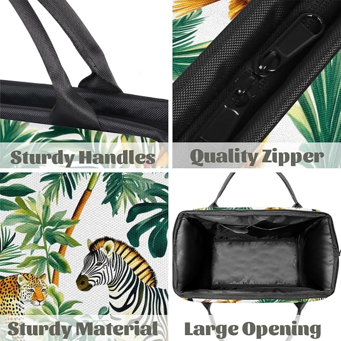 Tropical Plants Zebra Overnight Weekender Bag for Women Men Travel Duffel Bags Waterproof Luggage Carry on Sports Yoga Gym Bag