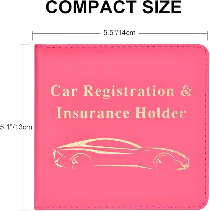 Cacturism Car Registration and Insurance Holder, Vehicle Glove Box Car Organizer Men Women Wallet Accessories Case for Cards, Essential Document, Driver License, Hot Pink