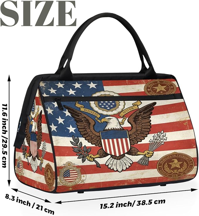 Travel Gym Carrying Bag - Great Seal Usa Flag Overnight Weekender Bag for Women Men Girls - Shoulder Large Capacity Tote Bag for Travel, Yoga, School,Mommy Hospital Bag for Labor and Delivery