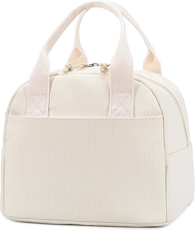 Lunch Bag for Women, Insulated Lunch Box, Reusable Water-Resistant Lunchbox Cooler with Front Pocket, Large Capacity Lunch Tote Bag for Work, Travel, Picnic
